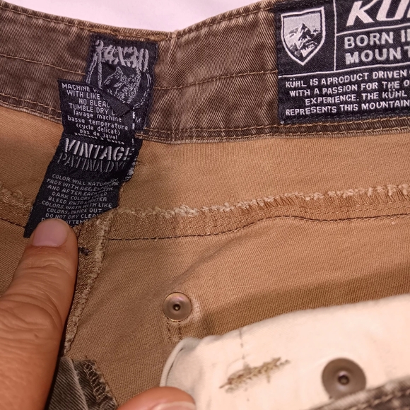 KUHL Men’s Jeans Size 34x30 Greenish Brown Outdoor Camping Distressed No Holes - Picture 3 of 8